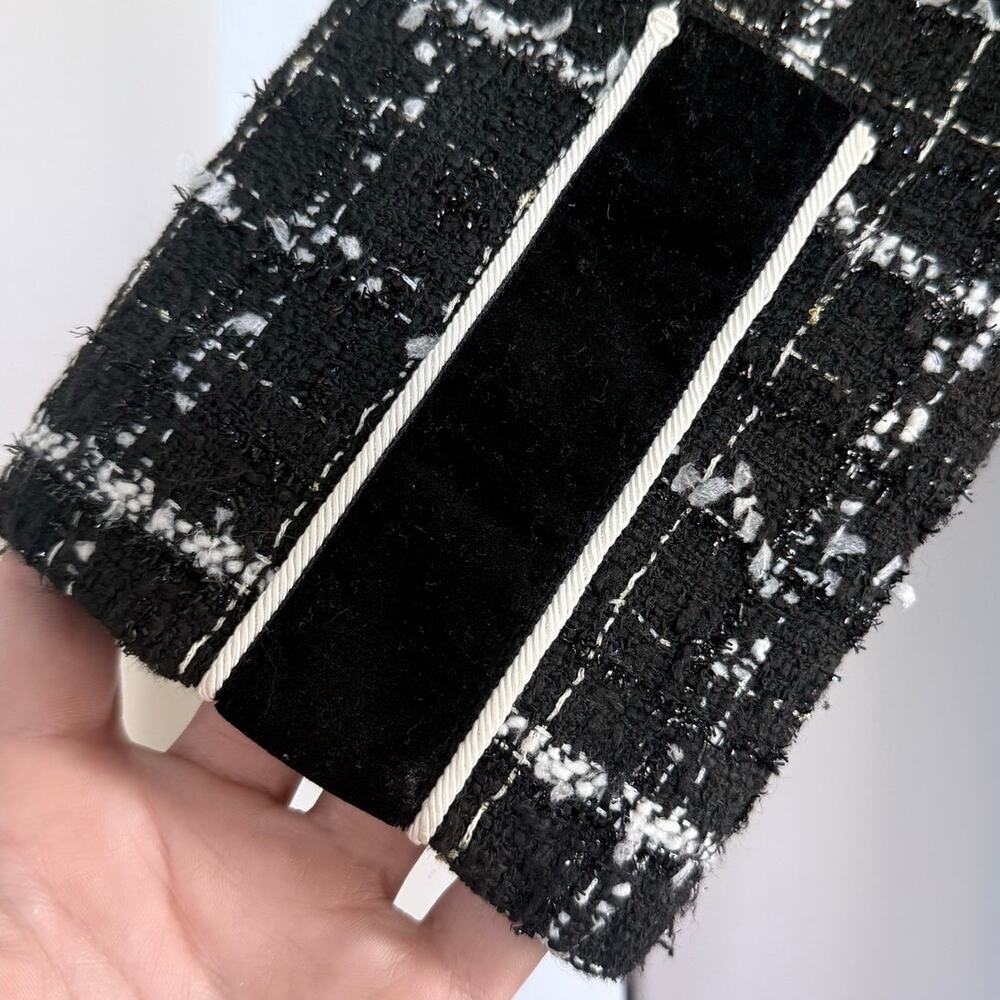 INTERDEE Paris black white classic velvet tweed cotton wool blazer jacket - Picture 9 of 10